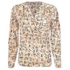 Cabi Top Womens Size M Marni Blouse Abstract Chiffon V-Neck Long Sleeve 4162